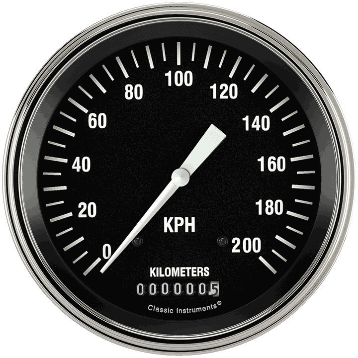 Classic Instruments HOT ROD 5IN SPEEDO 200 KPH - HR58SLC