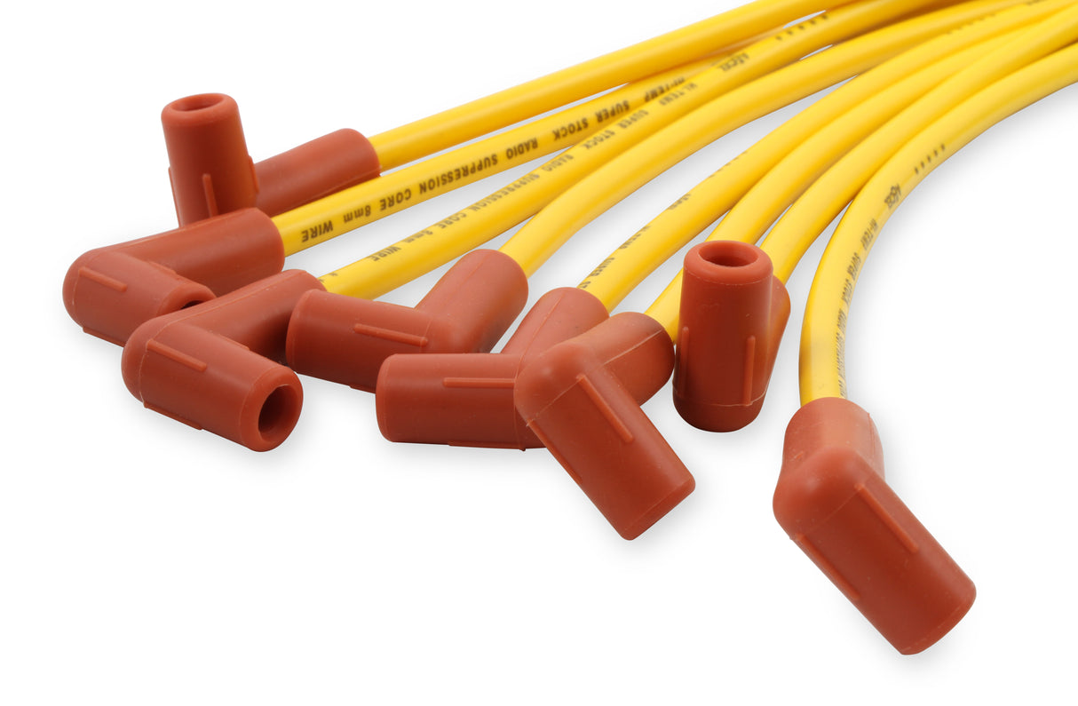 ACCEL Spark Plug Wire Set - 8mm - Yellow with Orange 90 Deg Boots - 4041