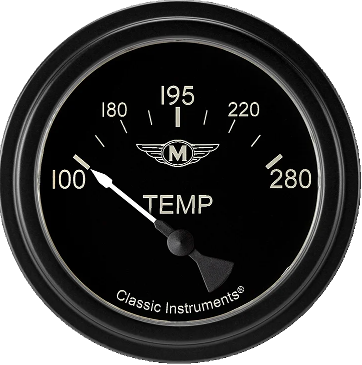 Classic Instruments Moal Bomber 2 5/8" Short Sweep Water Temperature Gauge - MA226BLF-12