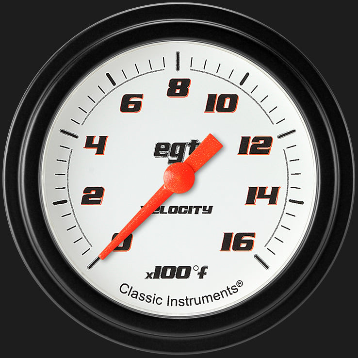 Classic Instruments Velocity White 2 5/8" Exhaust Gas Temp. Gauge - VS398WBLF