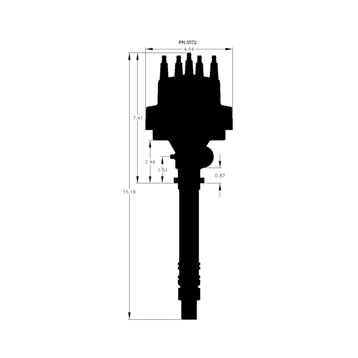 MSD Corvette V8 Tach Drive Distributor w/Vacuum Advance - 8572