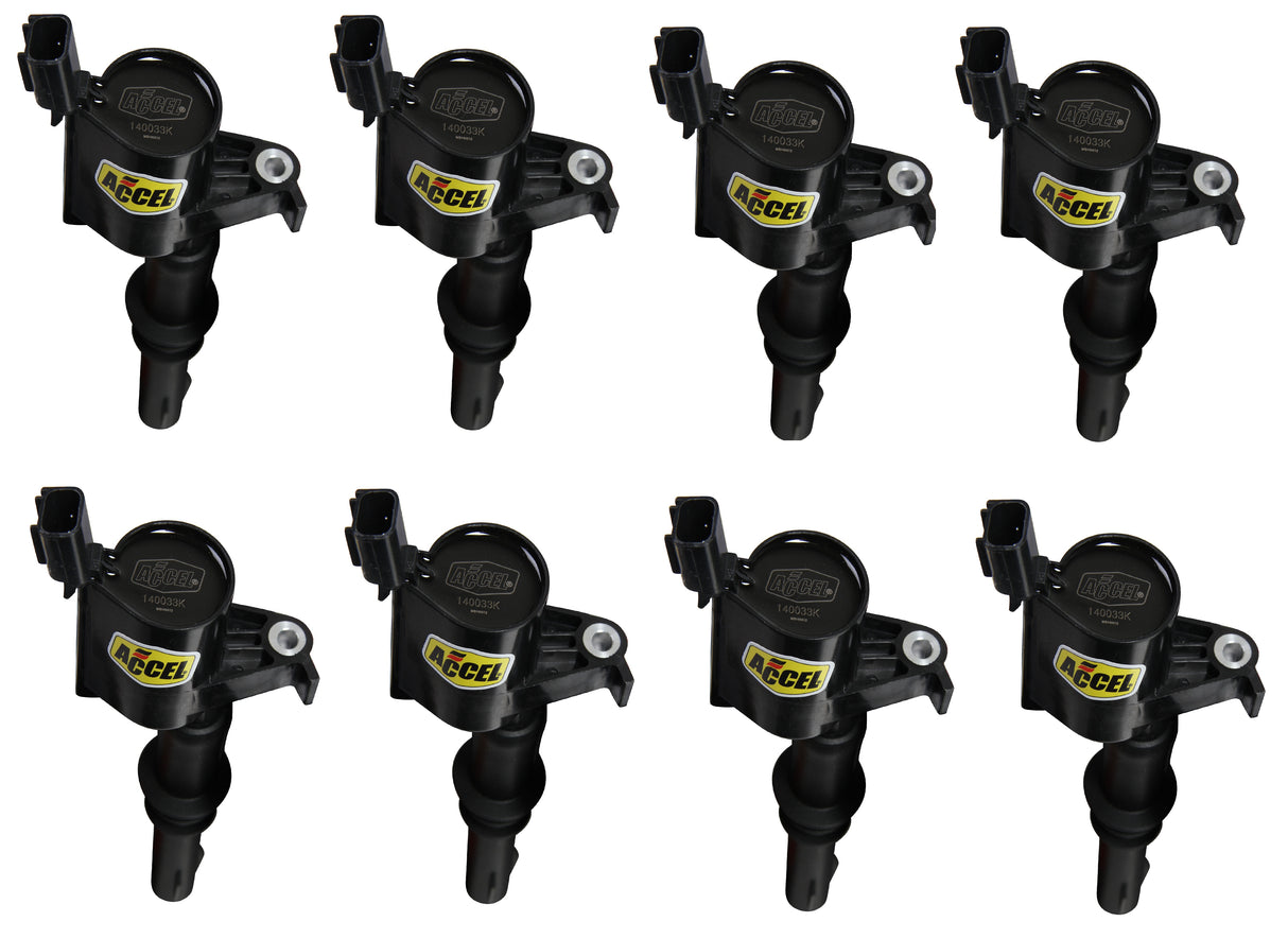 ACCEL Ignition Coil - SuperCoil - 2004-2008 Ford 4.6L/5.4L/6.8L 3-valve- Black- 8-Pack - 140033K-8