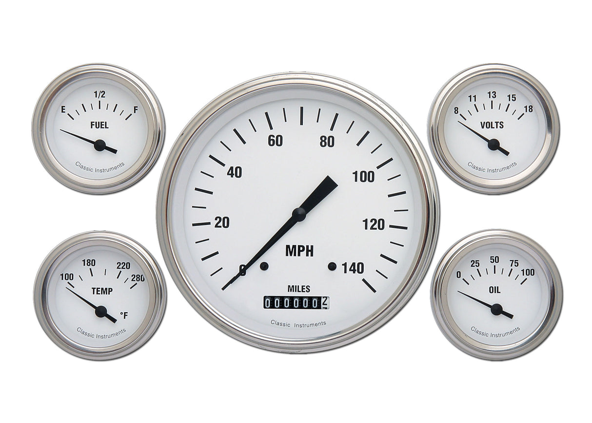 Classic Instruments White Hot Five Gauge Set - WH54SLF