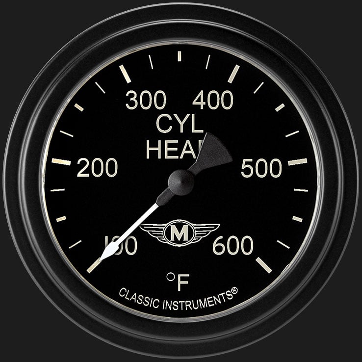 Classic Instruments Moal Bomber 2 5/8" Cylinder Head Temp. Gauge - MA397BLF