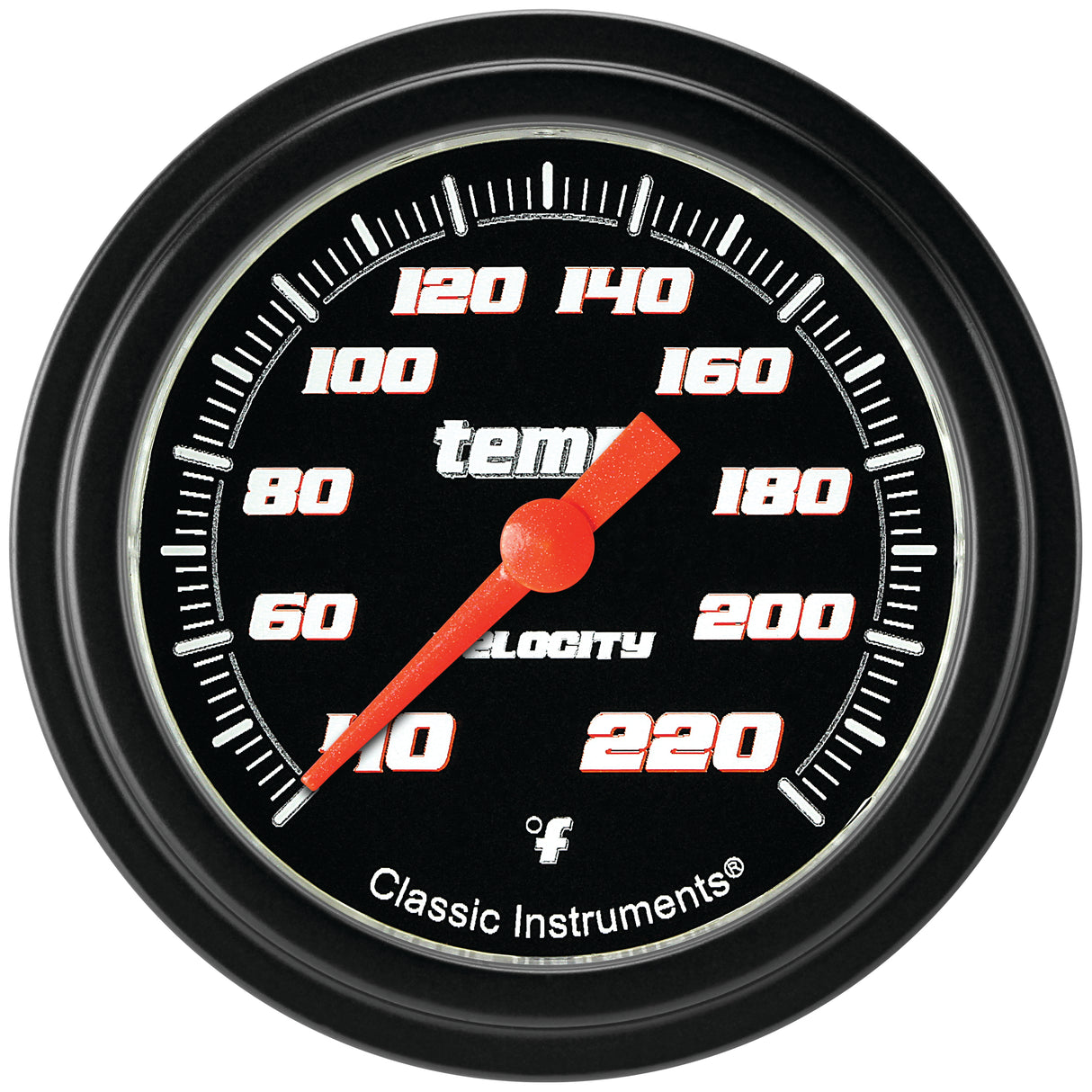Classic Instruments Velocity Black 2-5/8" Stock Eliminator Tempature Gauge - VS329BBLF