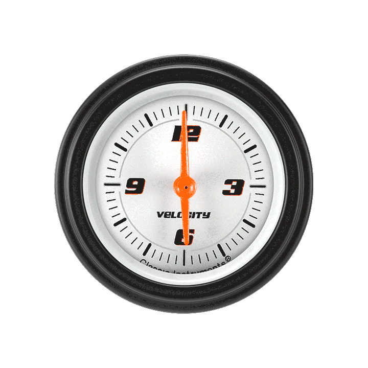 Classic Instruments Velocity White 2 1/8" Clock - VS90WBLF
