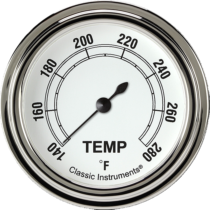 Classic Instruments Classic White 2 5/8" Short Sweep Water Temperature Gauge - CW326SLF-06