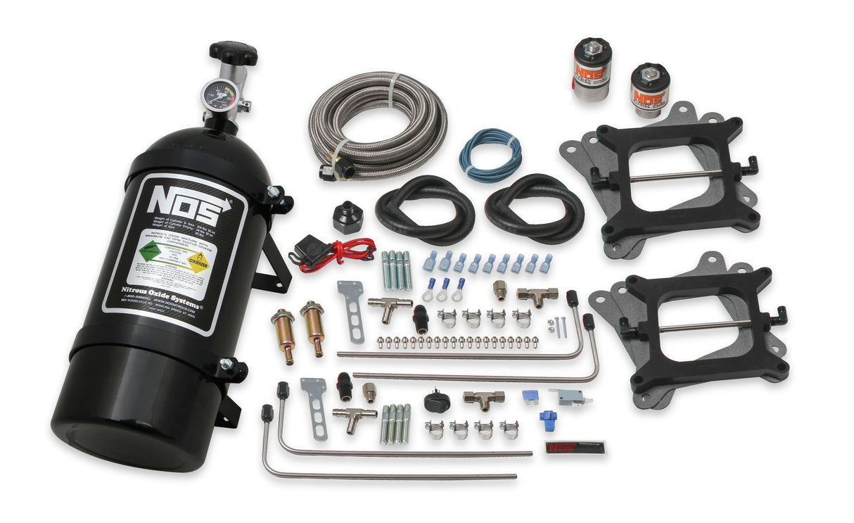 NOS Cheater Wet Nitrous System for 2x4 Dual 4150 4-barrel Carburetors-Black - 02010BNOS