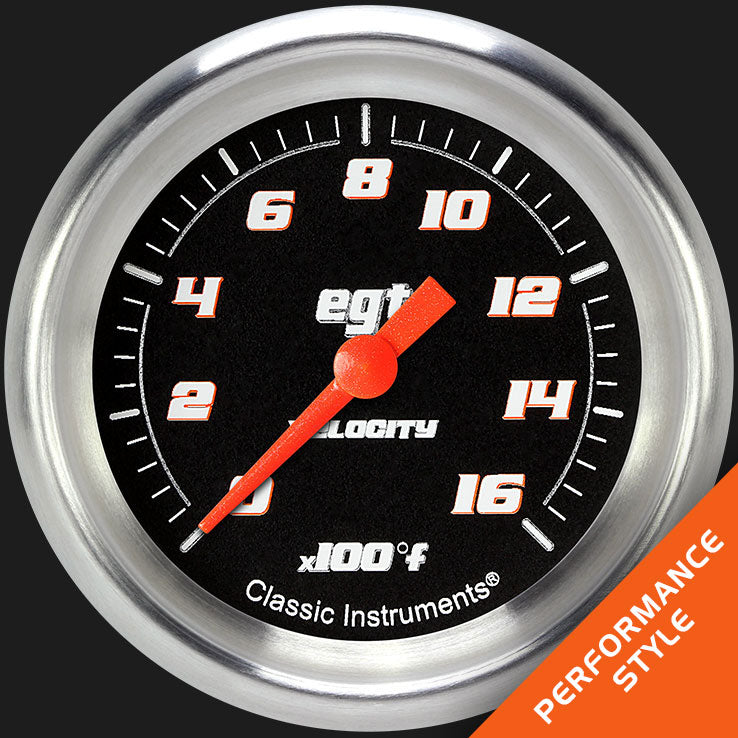 Classic Instruments Velocity Black 2 5/8" Exhaust Gas Temp. Gauge - VS398BAPF