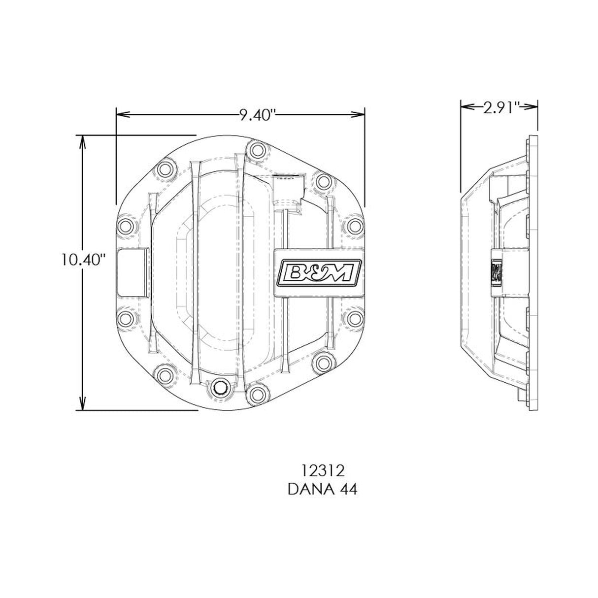 B&M Nodular Iron Differential Cover for Dana 44 - 12312