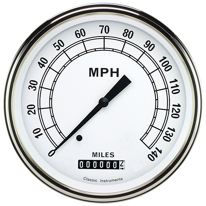 Classic Instruments Classic White 4 5/8" Speedometer - CW56SLF