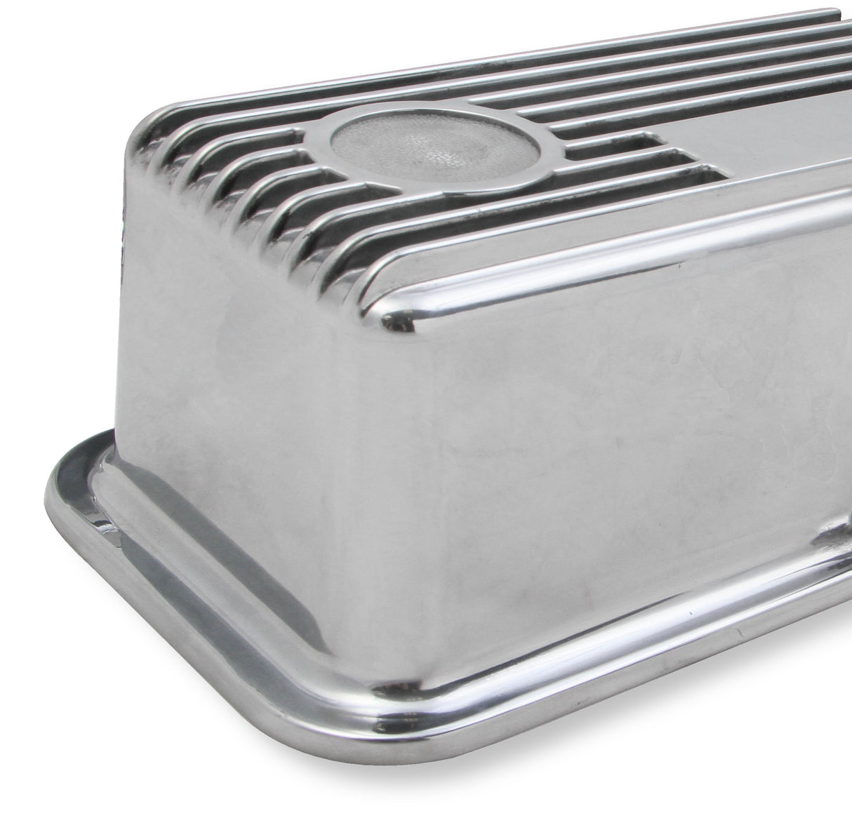 Holley 241-82 M/T Valve Covers - Vintage Style - Finned - SBC - Polished