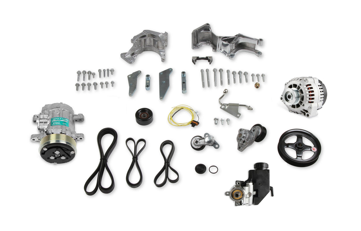Holley 20-162 Low-Mount LS Complete Accessory Drive System (Alt, P/S & A/C)