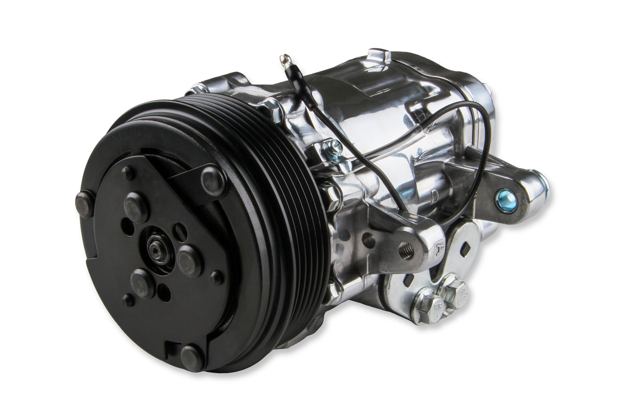 Holley 20-142P LS High-Mount A/C Accessory Drive Kit - Includes SD7 A/C Compressor, Tensioner, & Pulleys- Polished Finish