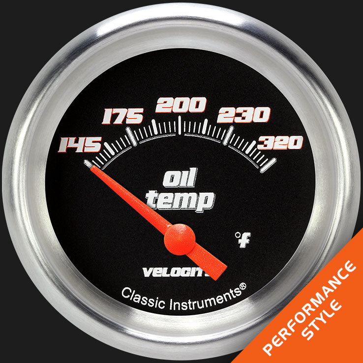 Classic Instruments Velocity Black 2 5/8" Oil Temperature Gauge - VS228BAPF