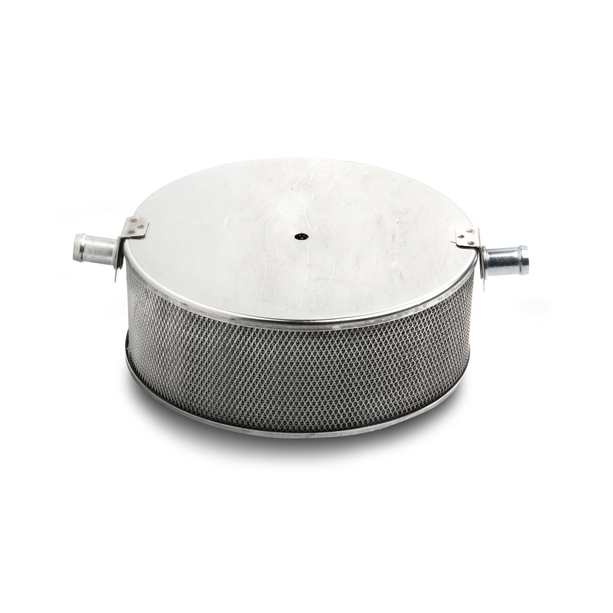 Holley 720-1 5-3/4"(A) x 3"(B) x 3/4"(C) x 5"(D), 2-5/8" vents, no flame tube, 600-800 recommended CFM Stainless Steel Marine Flame Arrestor - 600-800 CFM