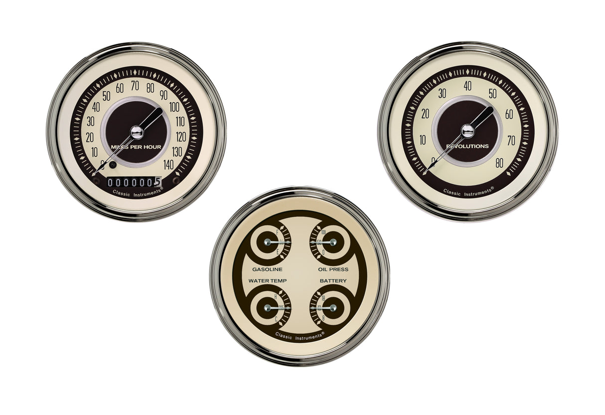 Classic Instruments NOSTALGIA VT 3IN SPEEDO/QUAD/TACH-GM - NT03SLC
