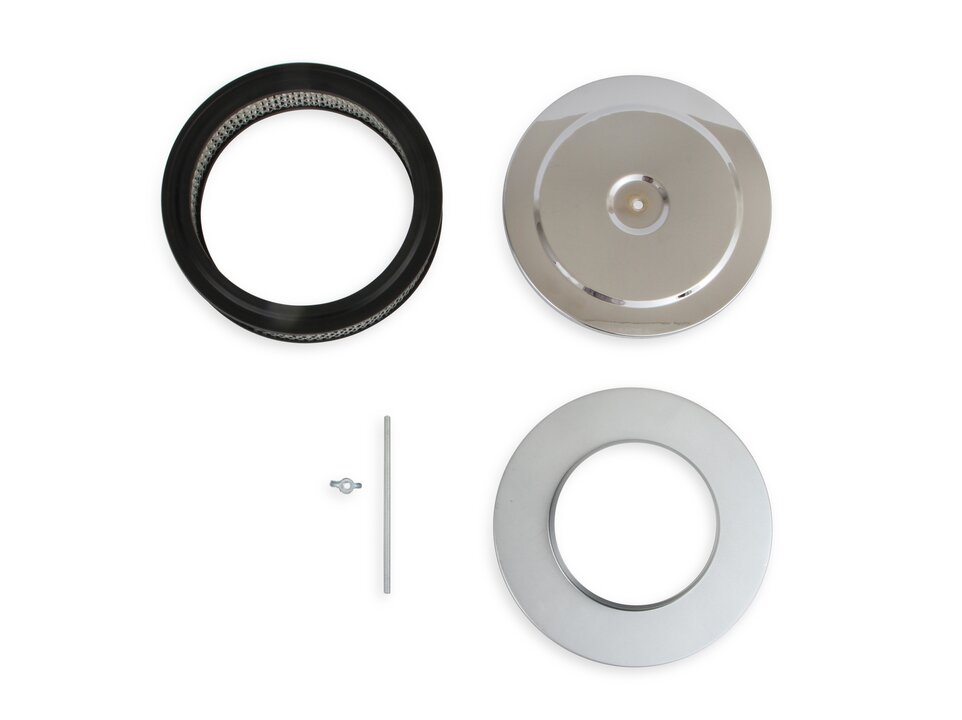 Mr Gasket Air Cleaner - 9 Inch Diameter x 2-3/4 Inch Tall - Chrome - 1487