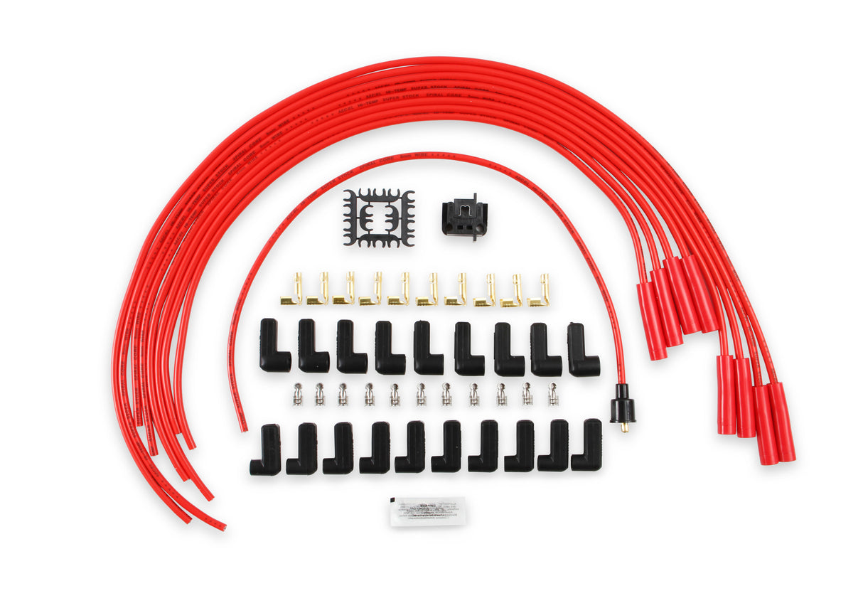 ACCEL Spark Plug Wire Set - 8mm - Universal - Red Wire with Red Straight Boots - 5040R