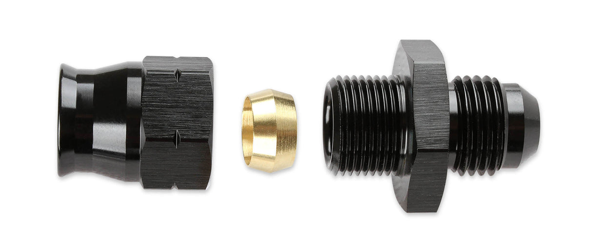 Mr Gasket Aluminum Tube Adapter -6 AN Male AN To 3/8 Inch Tubing Black - 892006-BL