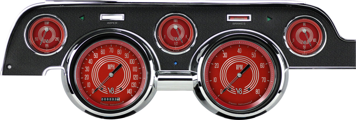 Classic Instruments V8 Red Steelie 1967-68 Mustang - MU67V8RS