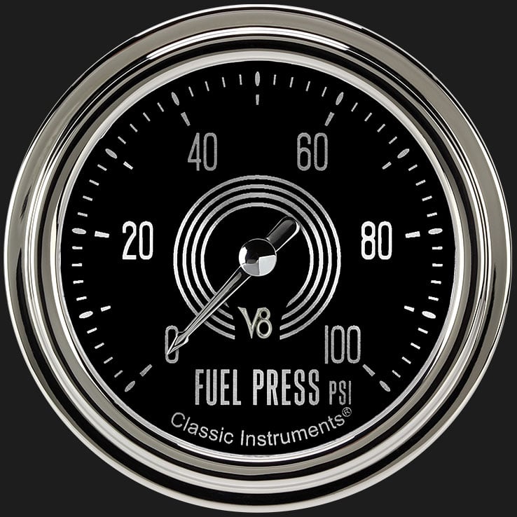 Classic Instruments V8 Speedster 2 5/8" Fuel Pressure Gauge, 100 psi - V8SR346SLC