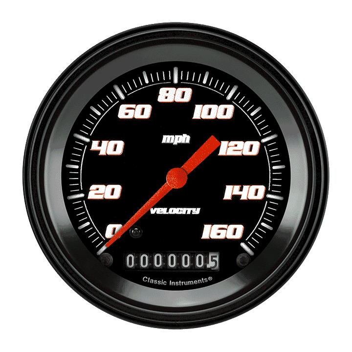 Classic Instruments Velocity Black 3 3/8" Speedometer - VS55BBLF