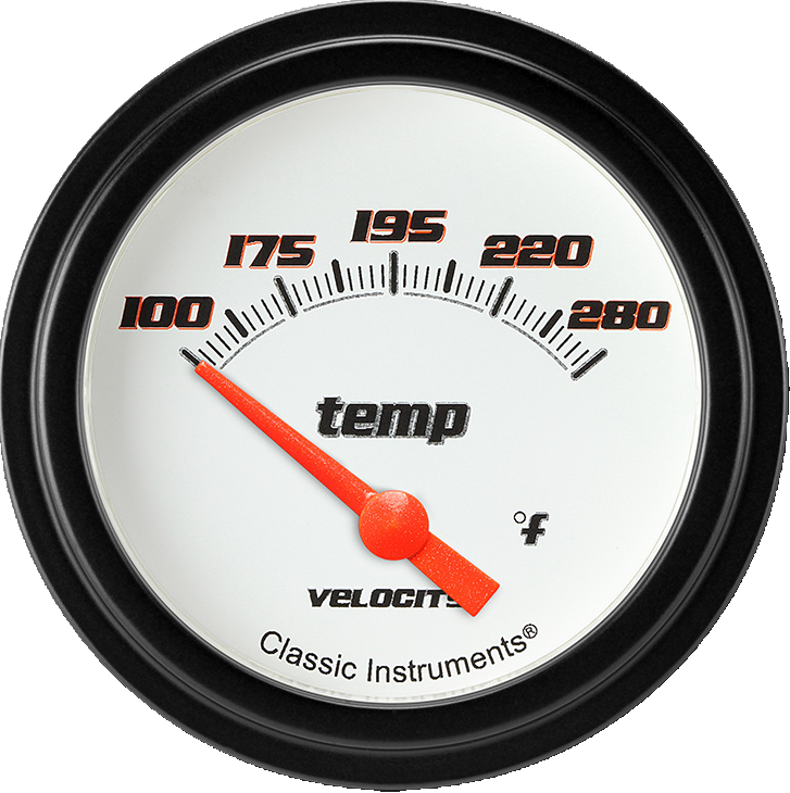 Classic Instruments Velocity White 2-5/8" Short Sweep Water Temp Gauge - VS226WBLF-04