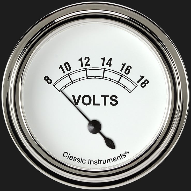 Classic Instruments Classic White 2 5/8" Volt Gauge - CW230SLF