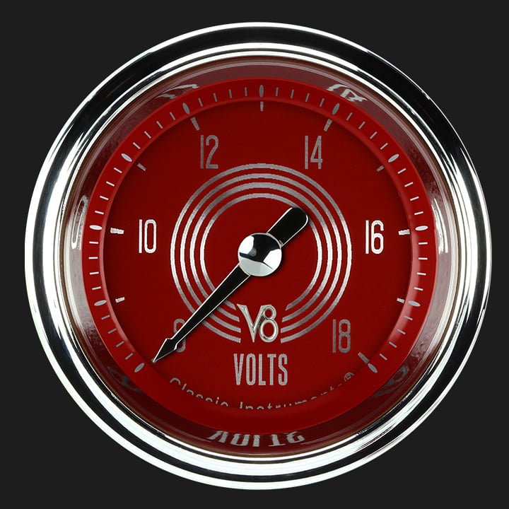 Classic Instruments V8 Red Steelie 2 1/8" Voltage Gauge - V8RS130SHC