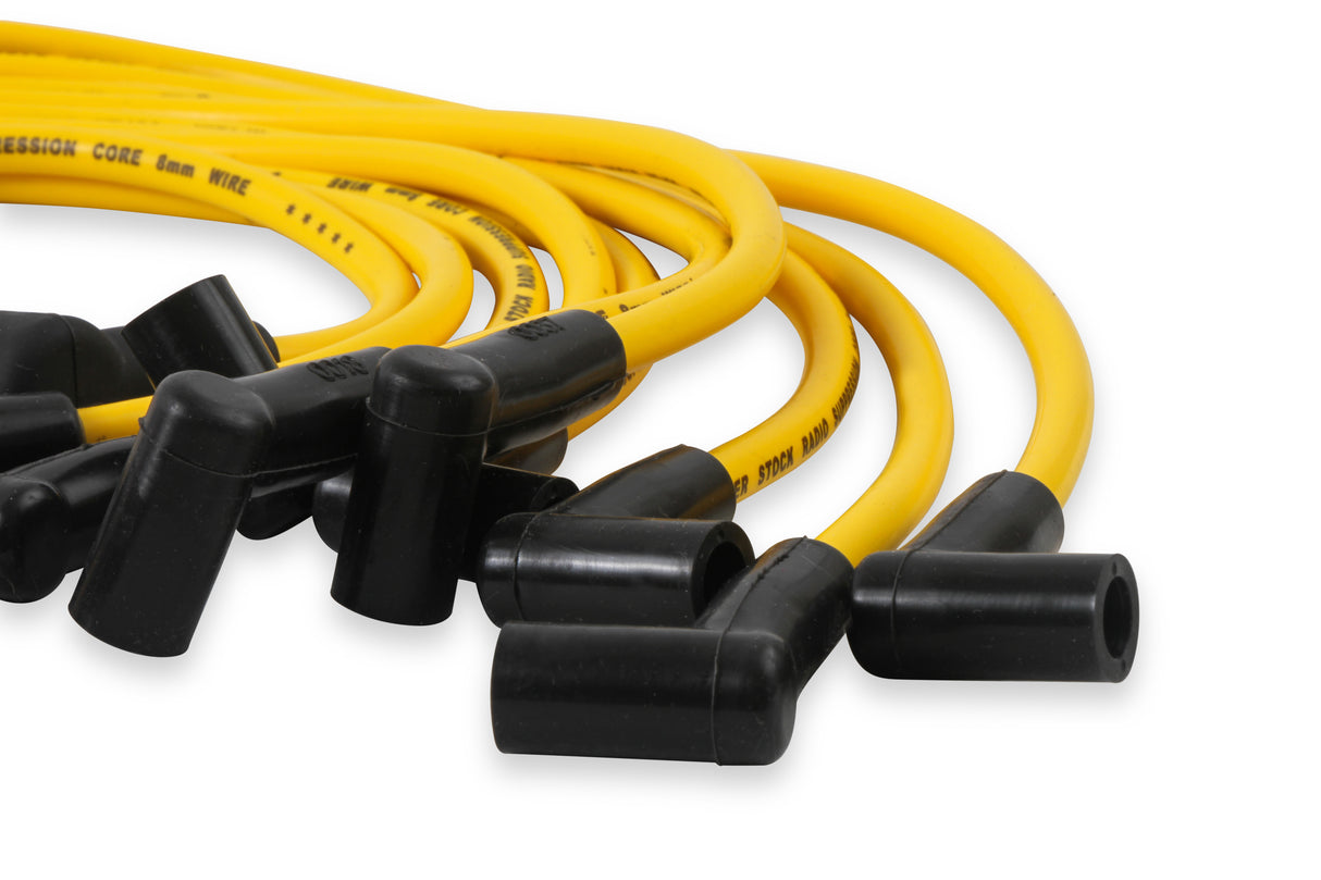 ACCEL Spark Plug Wire Set- 8mm-Custom with Graphite Core-HEI Stock Style Boots- Yellow - 4056