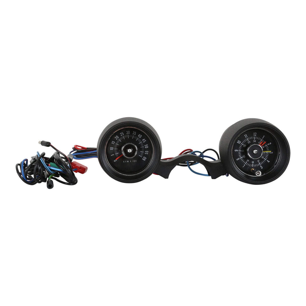 Scott Drake 66 Rally Pac Tach/Clock - 6 cylinder -6000 RPM - Black - C6ZZ-10B960TBK