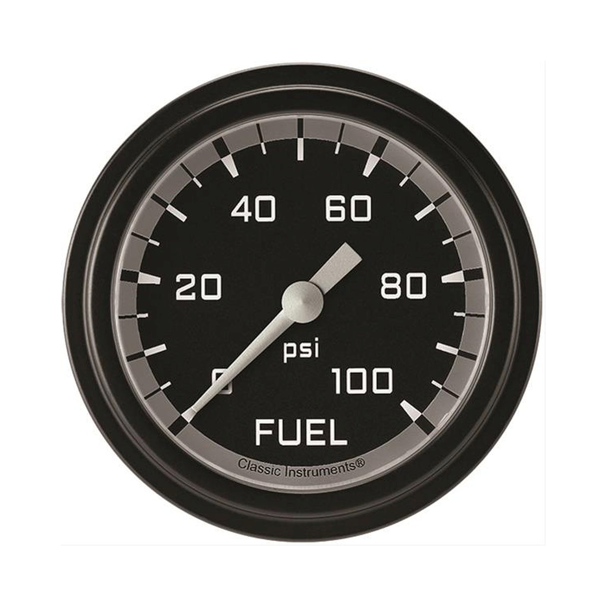 Classic Instruments Autocross Gray 2 5/8" Fuel Pressure Gauge, 100 psi - AX346GBLF
