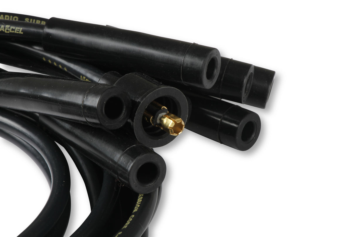 ACCEL Spark Plug Wire Set- 8mm - Black Wire with Black Straight Boots - 4040K