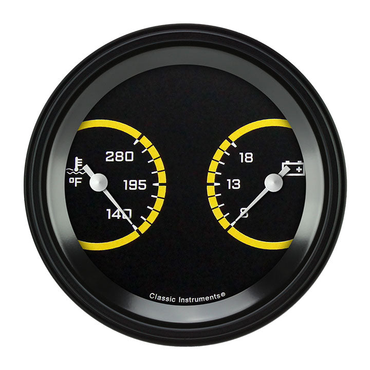Classic Instruments AutoCross Yellow 3-3/8" Temperature & Volt Dual Gauge - AX74YBLF
