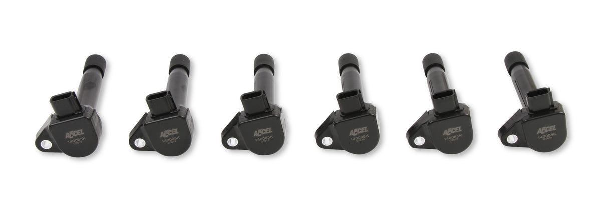 ACCEL Ignition Coil - Honda and Acura 3.0, 3.2, 3.5L, 6-cylinder, Black, 6-Pack - 140085K-6