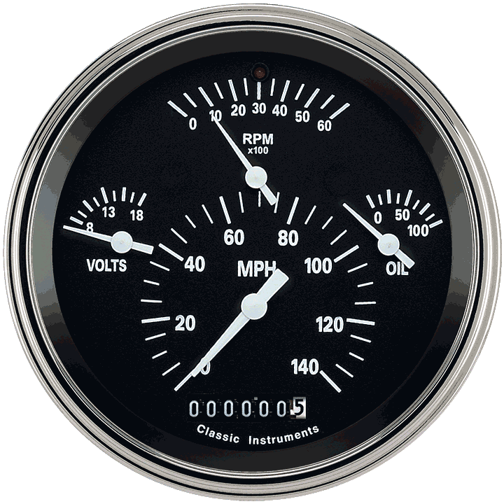Classic Instruments Tetra Series, Black Combination Gauge - TE40BSLF