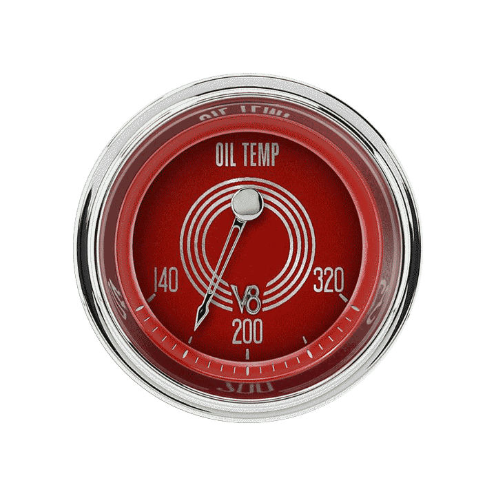 Classic Instruments V8 Red Steelie 2 1/8" Oil Temp - V8RS28SHC