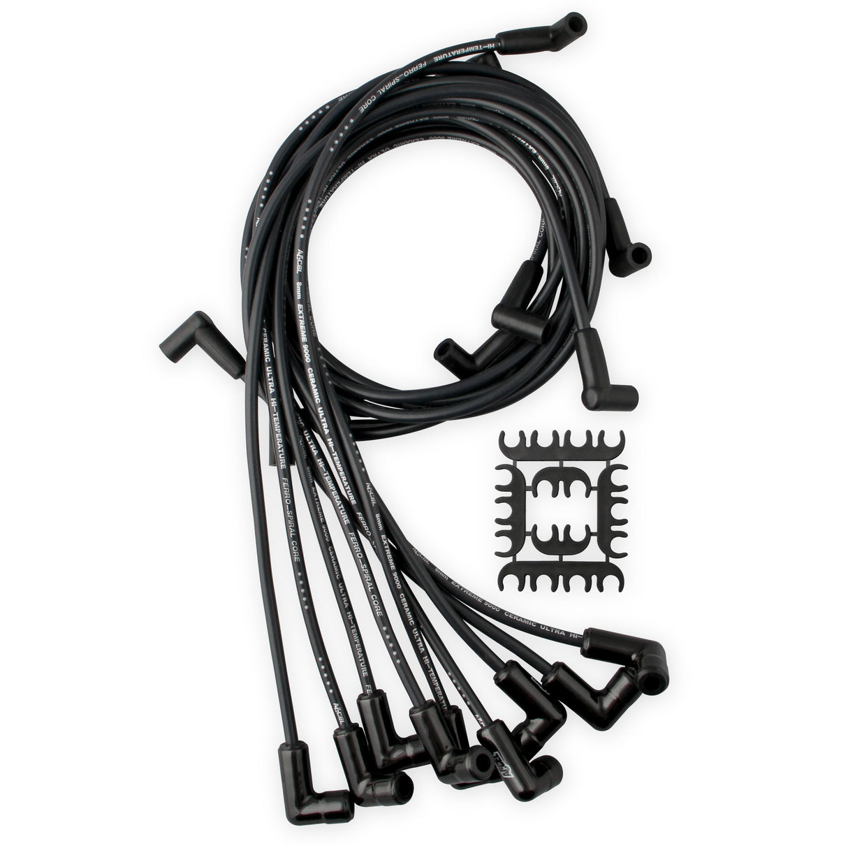 ACCEL Spark Plug Wire Set - Chevy Small Block- HEI 75-86 Wires Under Valve Cover-Black - 9018CK