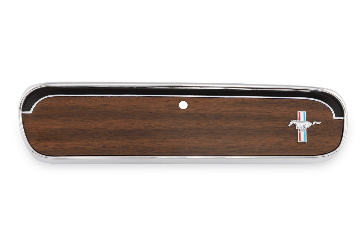 Scott Drake Glove Box Door Metal Backed Woodgrain with Running Horse Emblem - C5ZZ-6506024-C