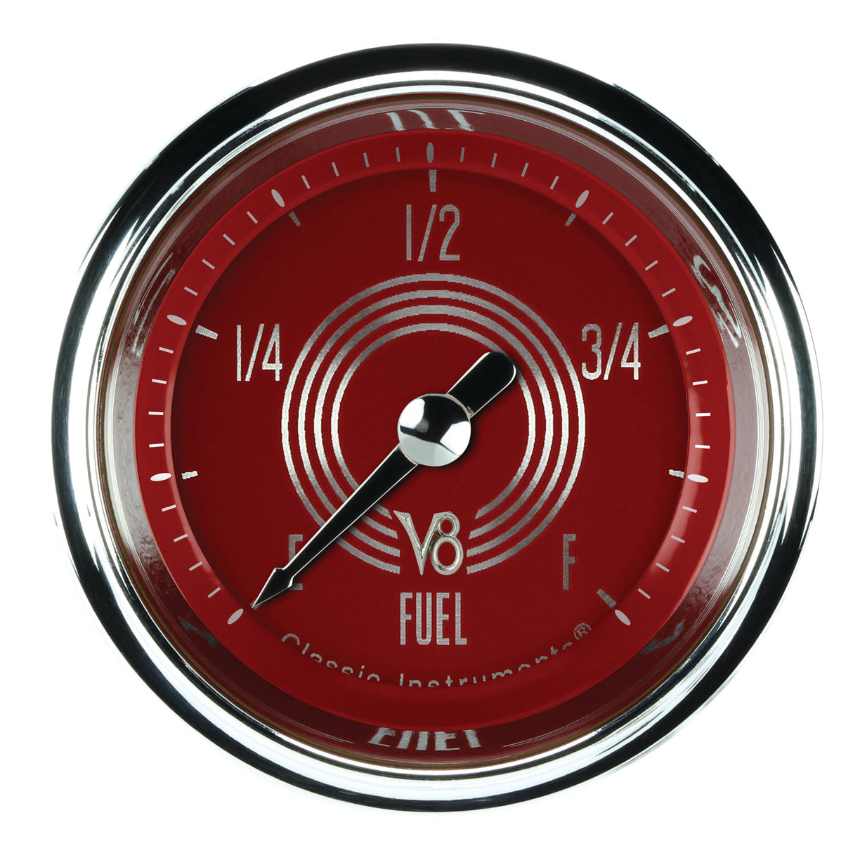 Classic Instruments V8 Red Steelie 2-1/8" Fuel Level Gauge - V8RS109SHC