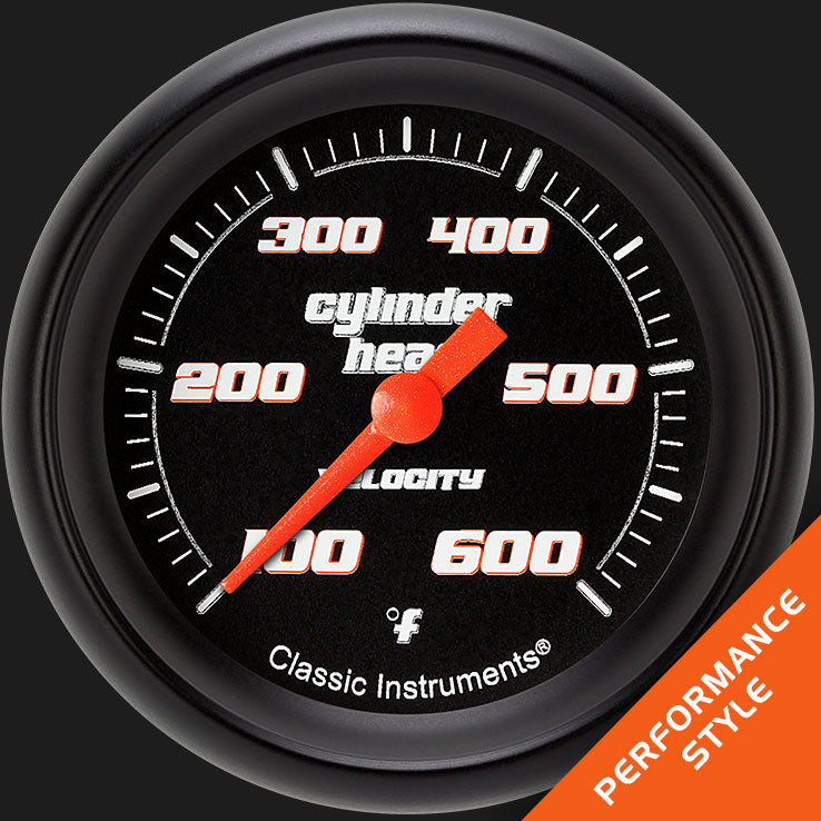 Classic Instruments Velocity Black 2 5/8" Cylinder Head Temp. Gauge - VS397BBPF