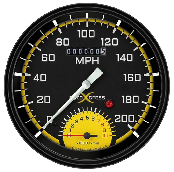 Classic Instruments AutoCross Yellow 4 5/8" Speedtachular - AX50YBLF