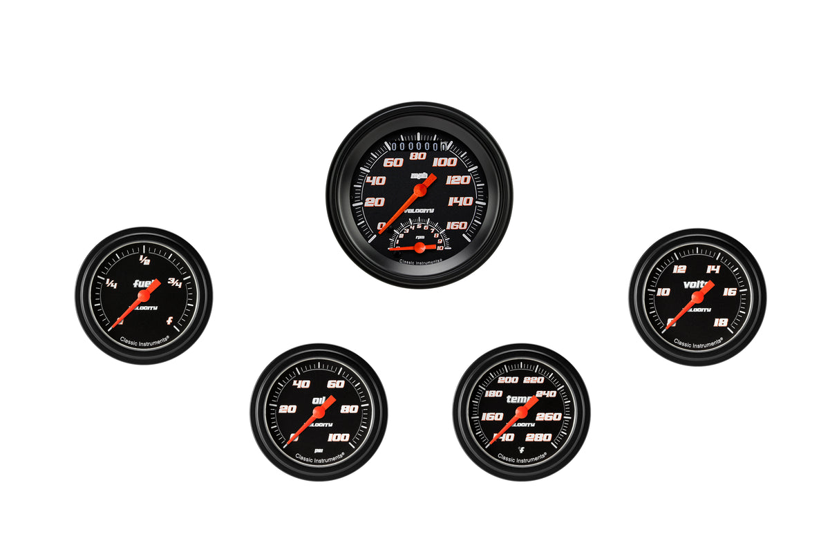 Classic Instruments Velocity Black Five Gauge Set 335 - VS335BBLF
