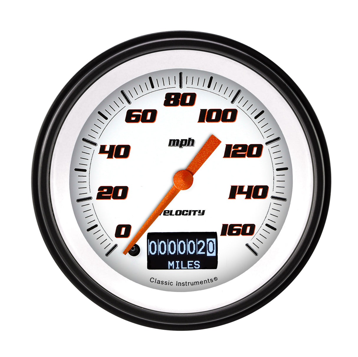 Classic Instruments Velocity White 3 3/8" Speedometer with Information Screen - VS55DWBLF