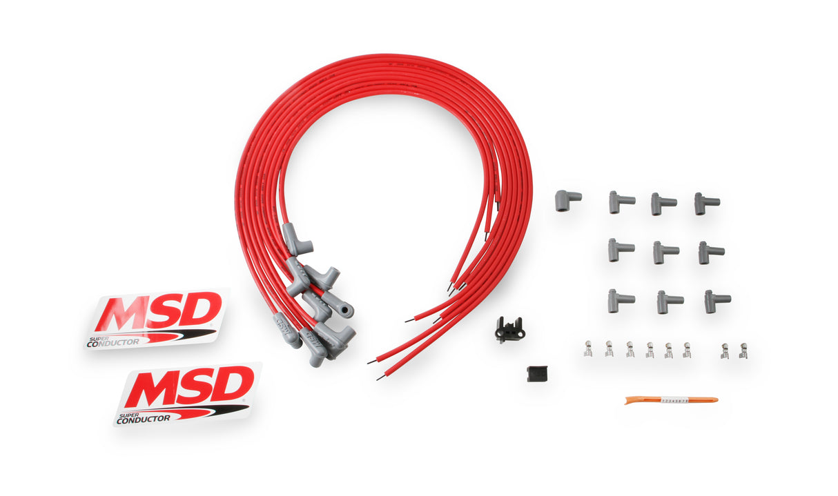 MSD Super Conductor 8.5mm Spark Plug Wire Set, 8 Cylinder 90° Plug/90° Cap - 31229