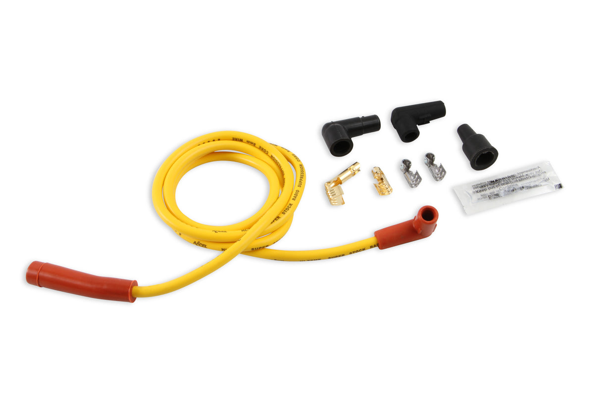ACCEL Single Wire Replacement Kit- Staight and 90° Spark plug boots- Universal- Yellow - 170500