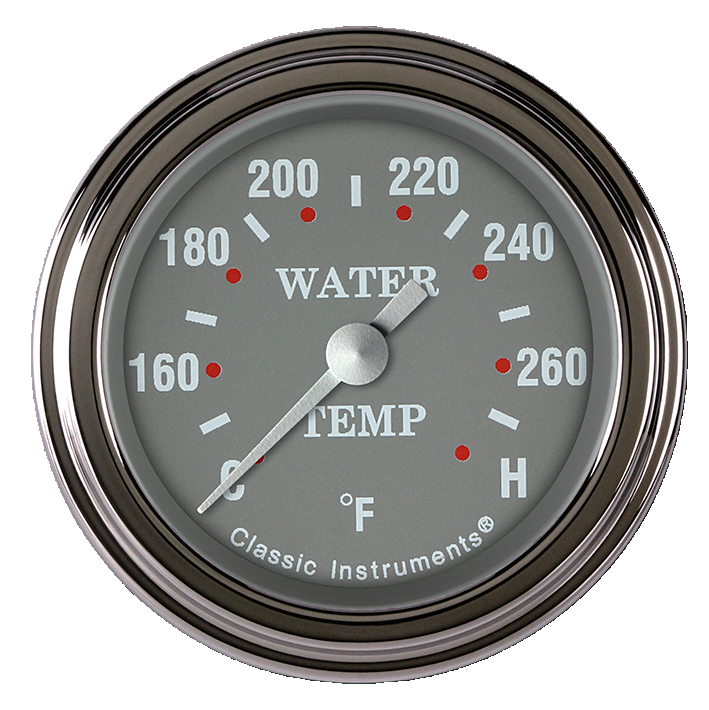 Classic Instruments Silver Gray 2 1/8" Full Sweep Water Temperature Gauge - SG126SLF-02