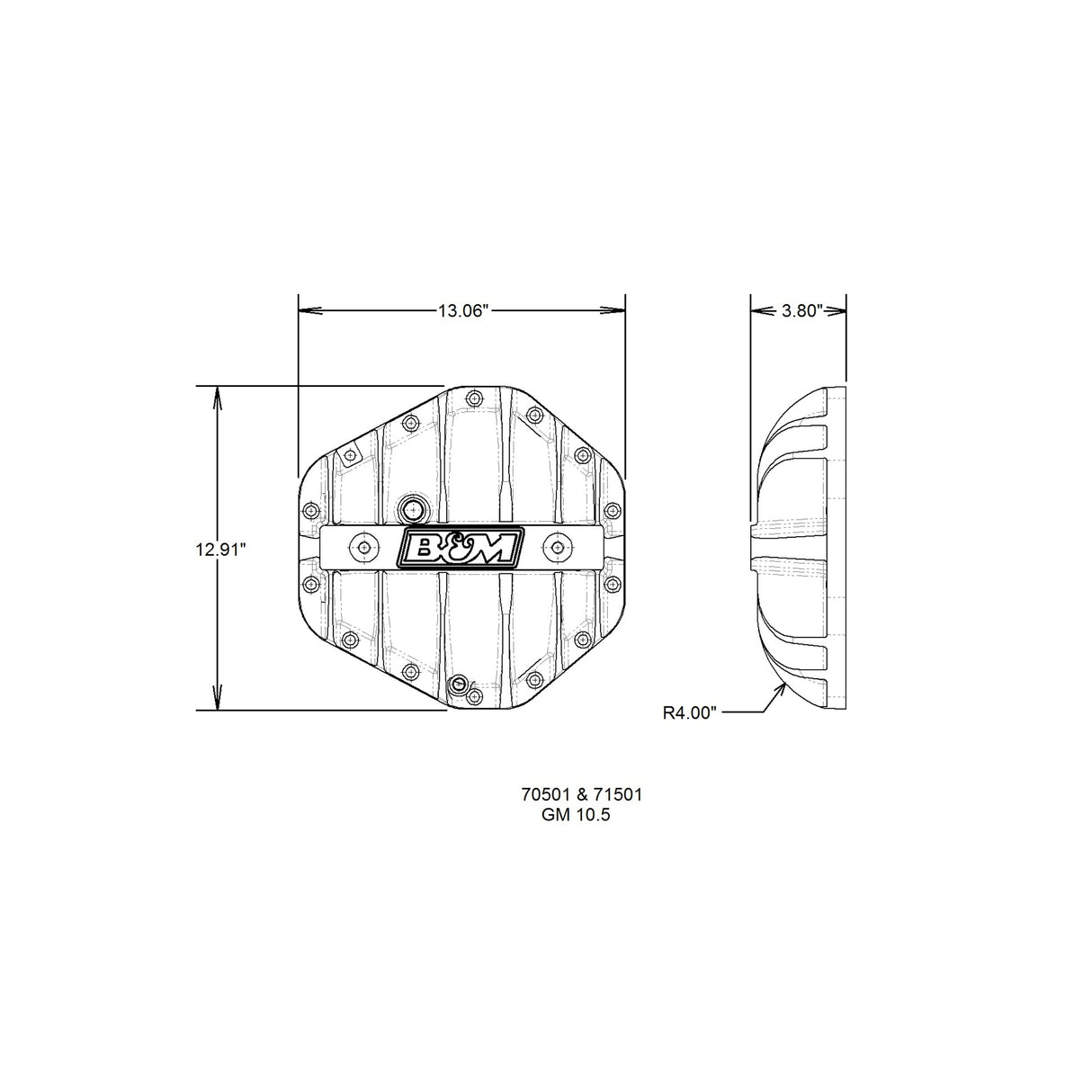 B&M Hi-Tek Aluminum Differential Cover for GM Corporate 14-bolt (10.5-inch) - 70501