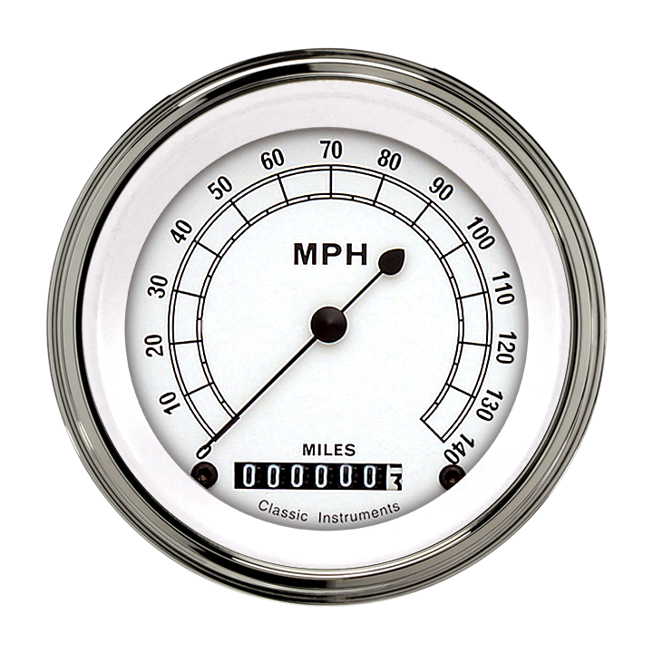 Classic Instruments Classic White 3 3/8" Speedometer - CW55SLF